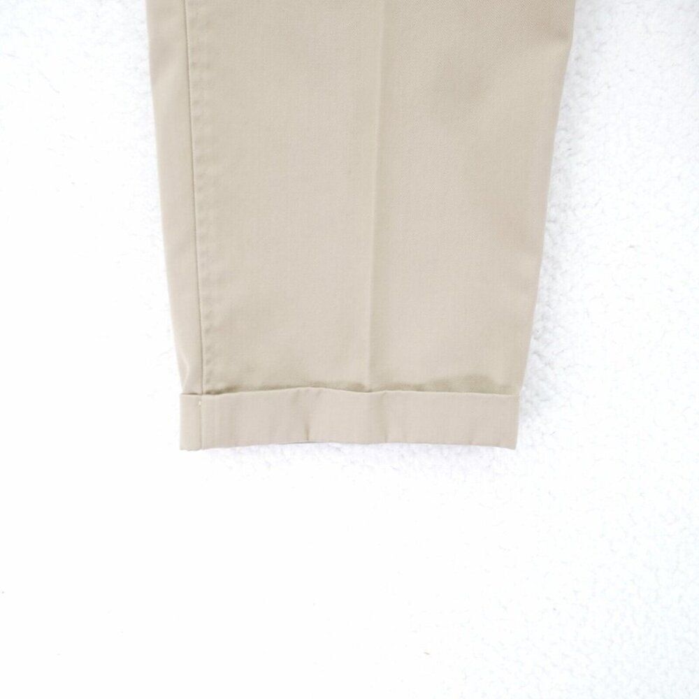 Land's End Tan Pleated Cuffed Mid Rise Tan Polyester Blend Chino‎ Pants 36/28 - Picture 4 of 8